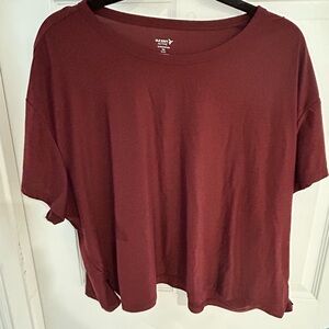 Old Navy Active CloudMotion Cropped Workout Tee XXL Burgundy